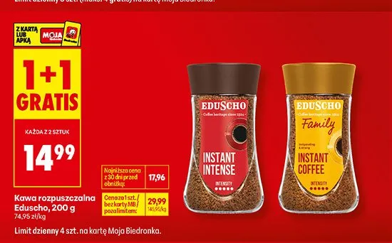 Kawa rozpuszczalna Eduscho Instant Intense promocja w Biedronka