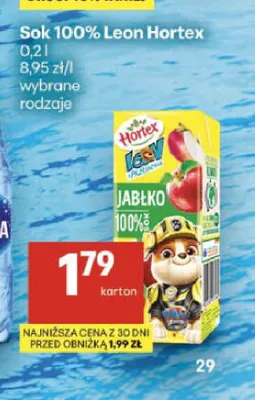 Sok Leon Hortex 100% promocja w Delikatesy Centrum