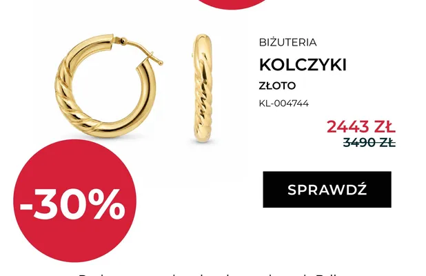 Kolczyki Briju złoto promocja w Briju