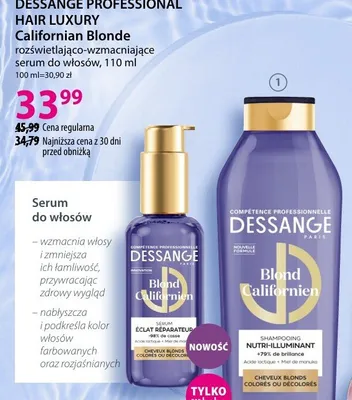 Szampon DESSANGE PROFESSIONAL HAIR LUXURY Californian Blonde odżywczo-rozświetlający do włosów promocja w Hebe