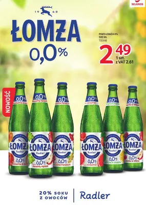 Piwo bezalkoholowe Łomża Radler 0,0% Kwaśny Agrest promocja w Selgros