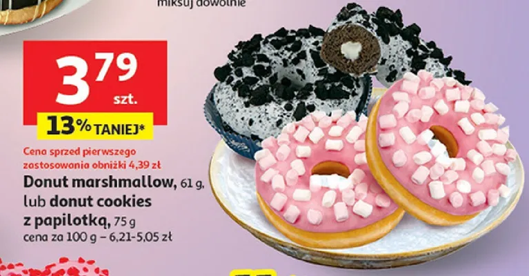 Donut marshmallow, donut cookies z papiłotką promocja w Auchan