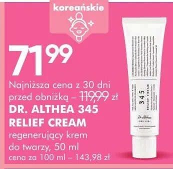Krem DR. ALTHEA 345 RELIEF CREAM regenerujący krem do twarzy, 50 ml promocja w Makro
