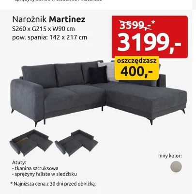 Narożnik Martinez promocja w Black Red White