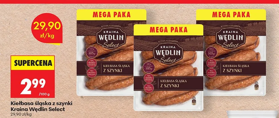 Kiełbasa śląska z szynki Select promocja w Biedronka