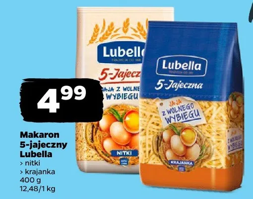 Makaron 5-jajeczny nitki, krajanka promocja w Netto