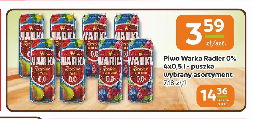 Piwo bezalkoholowe Warka Radler 4-pak 500 ml promocja w Gama