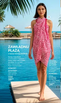 Sarong Adaline różowo-biały 100% poliester 170x100cm promocja w AVON