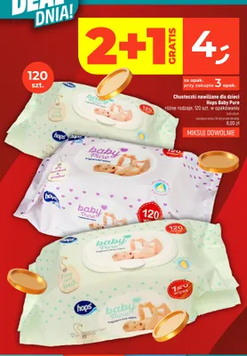 Chusteczki nawilżane dla dzieci Hops Baby Pure promocja w Dealz