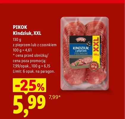 Kindziuk z pieprzem Pikok XXL promocja w Lidl