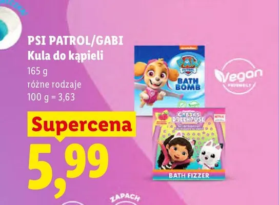 Kula do kąpieli Psi Patrol/Gabi promocja w Lidl