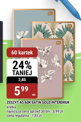 Zeszyt A5 60K Satin Gold Interdruk promocja w bi1