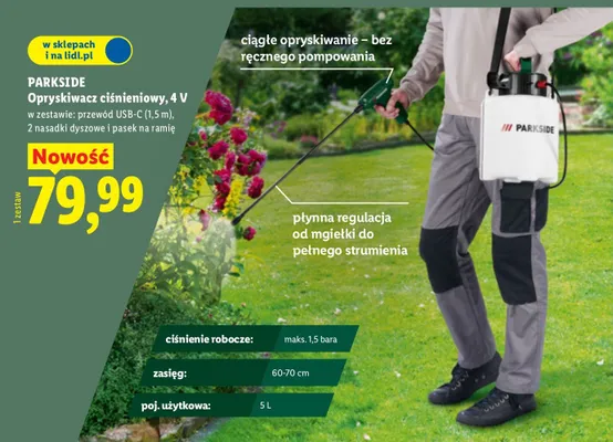 Opryskiwacz ciśnieniowy 4V promocja w Lidl