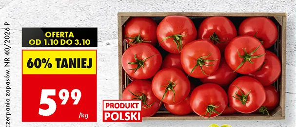 Pomidory malinowe polskie promocja w Biedronka