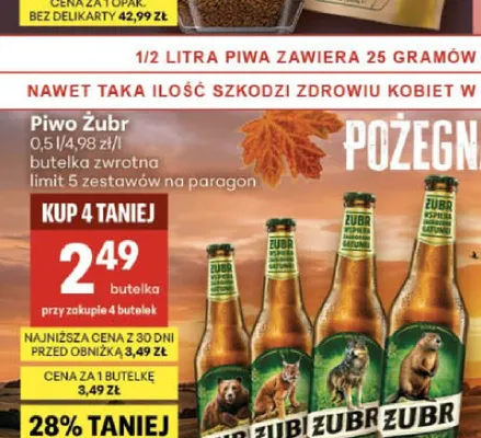Piwo Żubr promocja w Delikatesy Centrum