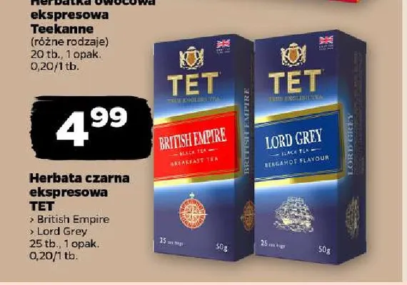 Herbata czarna ekspresowa TET Lord Grey promocja w Netto