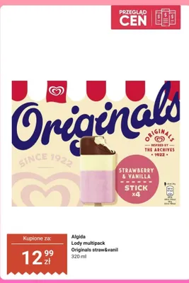 Lody multipack Originals strawberry & vanilla promocja w Dino