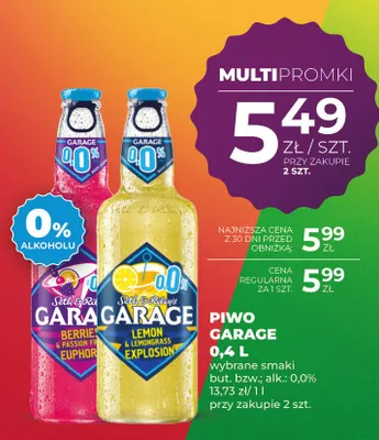 Piwo bezalkoholowe Garage Lemon & Lemongrass Explosion promocja w Duży Ben