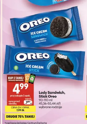Lody Stick Oreo promocja w Delikatesy Centrum
