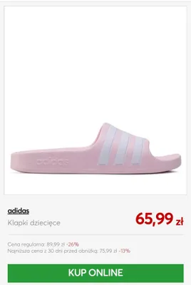 Klapki dziecięce Adidas promocja w eobuwie.pl