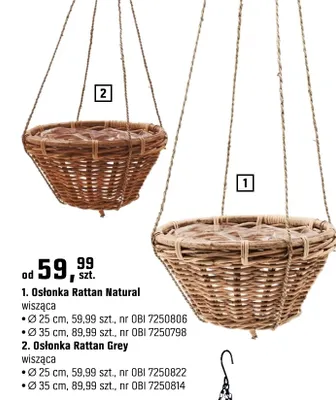 Osłonka Rattan Grey wisząca 25cm promocja w OBI