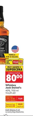 Whiskey Jack Daniel's 700 ml (przy zakupie 2 szt.) promocja w Biedronka