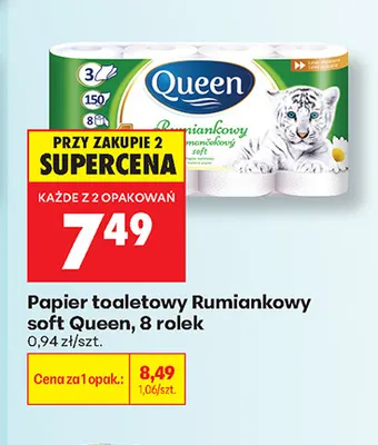 Papier toaletowy Rumiankowy soft Queen 8-pak promocja w Biedronka