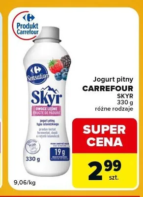 Jogurt pitny Carrefour Sensation Skyr Owoce Leśne promocja w Carrefour Express