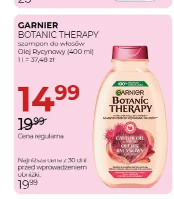 Szampon do włosów Olej Rycynowy Garnier Botanic Therapy promocja w Drogerie Jawa
