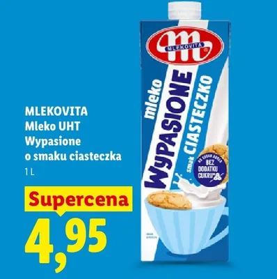 Mleko UHT Wypasione o smaku ciasteczka Mlekovita promocja w Lidl