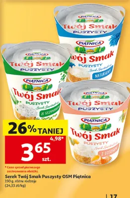Serek Twój Smak Puszysty Piątnica ze szczypiorkiem promocja w Auchan
