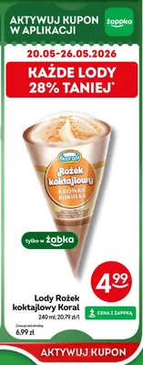 Lody Rożek koktajlowy Koral promocja w Żabka