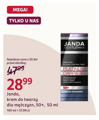 Krem do twarzy dla mężczyzn 50+ Janda promocja w Rossmann