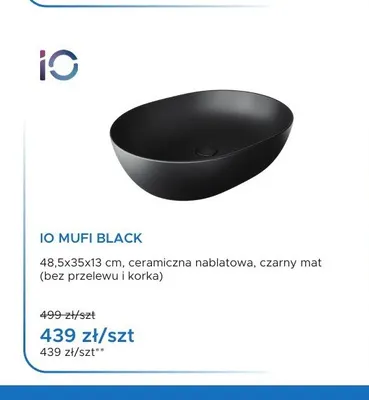 Umywalka nablatowa IO MUFI BLACK promocja w Blu Salony Łazienek