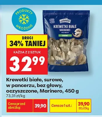 Krewetki białe surowe w pancerzu bez głowy oczyszczone Marinero promocja w Biedronka