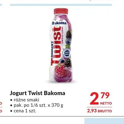 Jogurt Twist Bakoma owoce leśne promocja w Makro