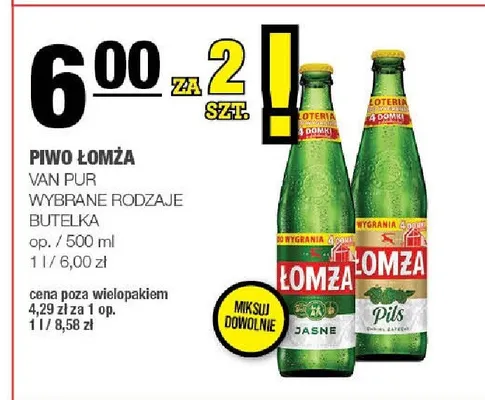 Piwo Łomża Jasne butelka promocja w SPAR