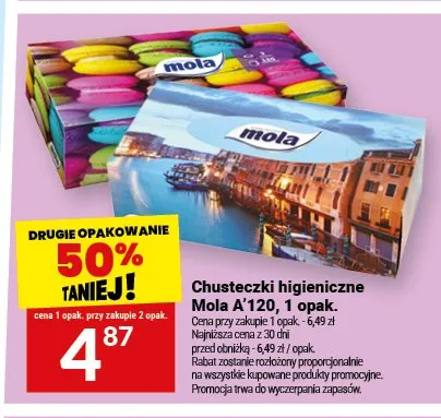 Chusteczki higieniczne Mola A'120 promocja w Twój Market