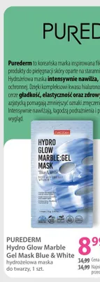 Maska hydrożelowa do twarzy Purederm Hydro Glow Marble Gel Mask Blue & White promocja w Hebe