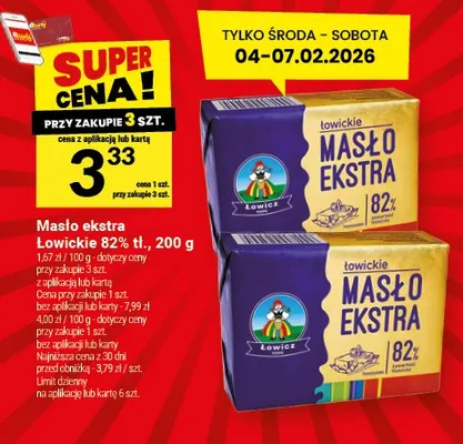 Masło ekstra Łowickie 82% tł. promocja w Twój Market