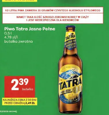 Piwo Tatra Jasne Pełne promocja w Delikatesy Centrum