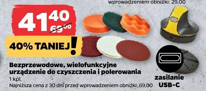 Bezprzewodowe wielofunkcyjne urządzenie do czyszczenia i polerowania Techliner zasilanie USB-C promocja w Netto
