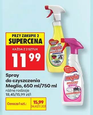 Spray do czyszczenia Meglio Odtłuszczacz Wybielacz promocja w Biedronka