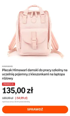 Plecak damski Himawari do pracy szkolny na uczelnię różowy promocja w Empik