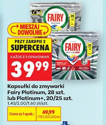 Kapsułki do zmywarki Fairy Platinum 28szt. promocja w Biedronka