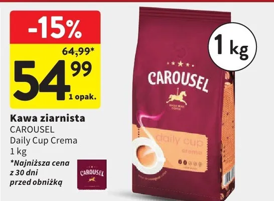 Kawa ziarnista Carousel Daily Cup Crema promocja w Intermarche