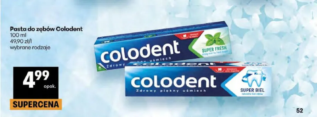 Pasta do zębów Colodent Super Biel promocja w Delikatesy Centrum