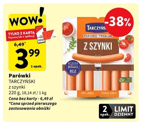 Parówki z szynki promocja w Intermarche