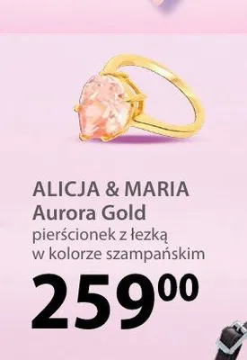 Pierścionek ALICJA & MARIA Aurora Gold z łezką w kolorze szampańskim promocja w Hebe
