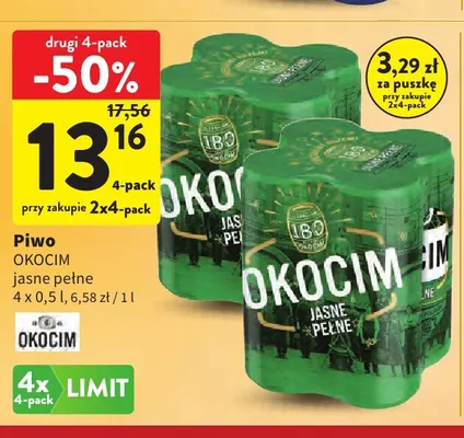 Piwo Okocim 4-pak 500 ml promocja w Intermarche